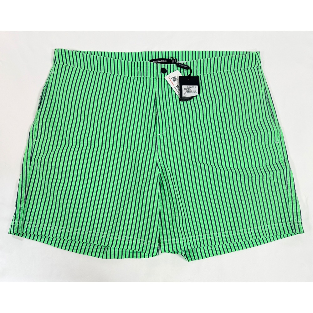 Bugatchi Mens Palm Green Striped Swim Trunks Size 40 NM9104M37 New